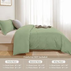 100-Percent Cotton Duvet Cover Set, Hidden Zipper Closure, Ultra Soft, Easy Care and Durable, Simple Bedding Style, Twin, Pastel Green (Comforter Not Included)