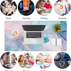 QIYI Large Mouse Pad, PU Leather Desk Mat for Desktop, Waterproof Gaming Desk Pad, Marble Full Desk Accessories Keyboard Mousepad, Abstract Art Home Office Décor 31.5