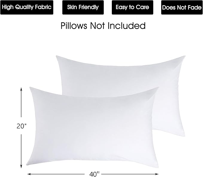 Cotton Pillow Protectors/Cases King Size with Zipper 2 Pack White Color,Cooling & Breathable Bed Pillow Protectors Set of 2 Pillow Cases Cover (King Size 20" x 40")
