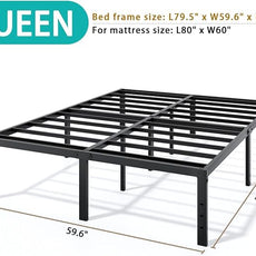 Metal Bed Frame Queen Size - 16 Inch Heavy-Duty Queen Platform Bed Frame No Box Spring Needed, Easy Assembly, Noise-Free, Sturdy Mattress Foundation, Underbed Storage Space
