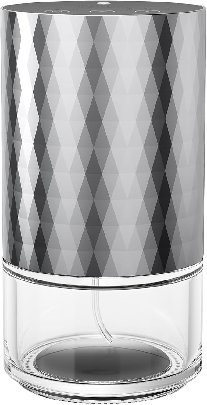 Airversa Waterless Diffuser Essential Oil 100mL Capacity Scent Air Machine for Home Aromatherapy Premium Metal Nebulizer Battery Operated 3 Mist Settings Timers Color Light AN5(Space Grey)