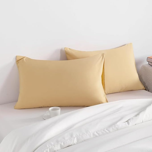 NTBAY Queen Pillow Cases Set of 2, 2 Pack Brushed Microfiber Pillowcases, Soft, Wrinkle, Fade, Stain Resistant Pillow Cases with Envelope Closure, 20x30 Inches, Light Taupe
