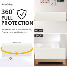 Easy-Going Stretch Bed Headboard Slipcover, Small Square Jacquard Furniture Cover, Dustproof Protector Cover for Bedroom Decor (Full, Cream)