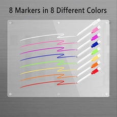 Acrylic Magnetic Dry Erase Board for Fridge, Clear Whiteboard for Refrigerator, Notepad Memo to Do/Grocery List White Board, w/ 8 Colors Markers, 15