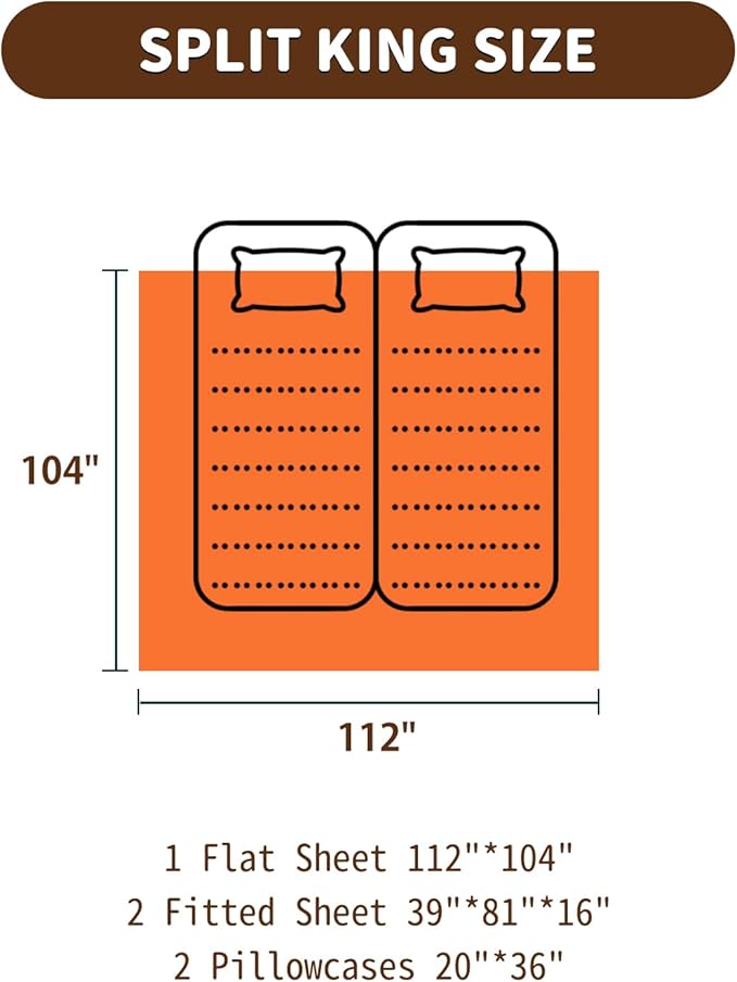 LBRO2M Split King Sheet Sets for Adjustable Bed 1000 Thread Count 100% Egyptian Cotton Sheet, 5 Piece Sets Bed Sheet Deep Pocket Up to 16" Soft Comfortable All Season (Split King, Lake Green)