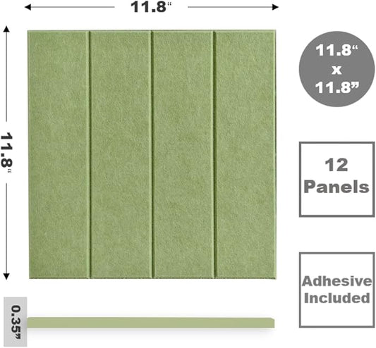 Felt Bulletin Board Tiles | Modern Cork Board Alternative | Large Cork Boards for Walls | Aesthetic Felt Wall Panels for Office & Home Decor | Pinboard & Photo Board (12-Pack) | Spring Green