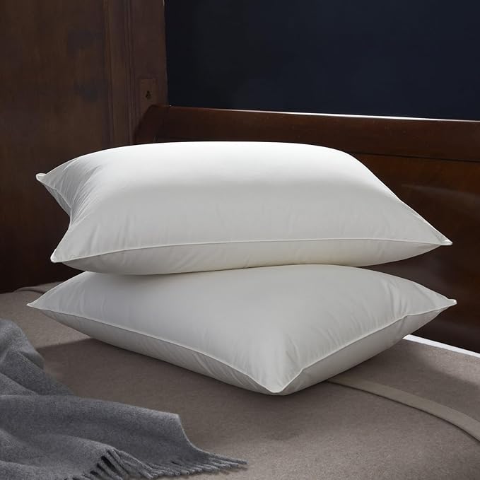 Cuddledown Organic Cotton Down Alternative Pillow | 100% Organic Cotton Shell | European Down Alternative Fill | Hypoallergenic | Handcrafted | Oeko-TEX Certified | 20" x 30" | Queen | Medium