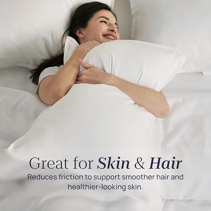 Full Size 4 Piece Bed Sheet Sets, DeepSleep Tech Luxury Bedding Made with 100% Tencel Lyocell - Silky, Lustrous & Gentle on Skin | Frost (2 Sheets, 2 Pillow Cases)