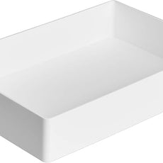 Amazon Basics Rectangular Plastic Desk Organizer with Storage Trays, Accessory Tray, 9.4 x 6.7 x 2 inch, White