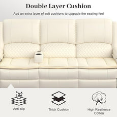 3-Seater Recliner Sofa, Manual Reclining Couch with Multi-Functional Middle Seat, Reclining Sofa for Living Room with Hidden Storage Space, Cup Holders, and Removable Console