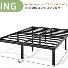 Metal Bed Frame King Size - 14 Inch Heavy-Duty King Platform Bed Frame No Box Spring Needed, Easy Assembly, Noise-Free, Sturdy Mattress Foundation, Underbed Storage Space