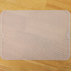 Silicone Dish Drying Mat for Multiple Usage,Easy clean,Eco-friendly,Heat-resistant Silicone Mat for Kitchen Counter or Sink,Refrigerator or drawer liner Translucent L 16 inches x 12 inches