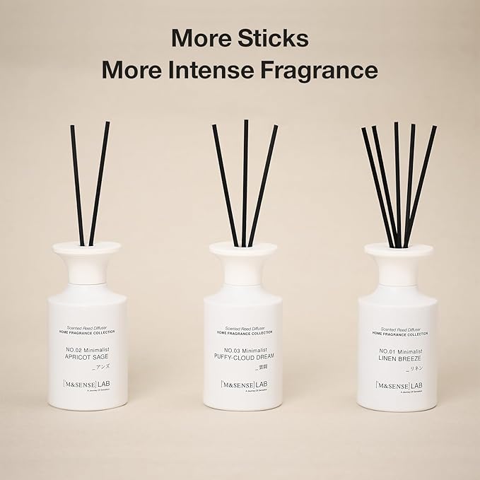 M&SENSE Reed Diffuser Set, 10.14 fl oz Large Reed Diffuser, Rose Jasmine Scented with Natural Essential Oils, Long Lasting with 7 Sticks, Non-Toxic Home Fragrance Reed Diffuser for Bedroom, Bathroom