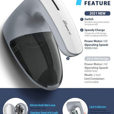 Bymore Fabric Shaver & Lint Shaver for Clothes and Furniture, Heavy Duty Sweater Shaver Lint Remover with Large 65mm Shaving Head, 6-Leaf Blades, Extra Replacement Blades for Couch, Sofa & Upholstery