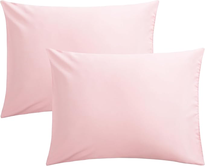 FLXXIE Microfiber Pillow Cases Standard Size, Soft Pillowcases with Envelope Closure, Wrinkle, Stain Resistant Pillow Covers, 20x26, Blush Pink