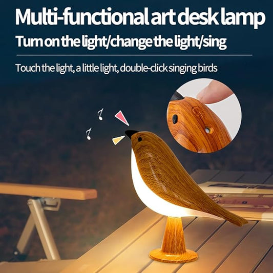 Bird Table Lamp with Remote & Touch Control | 3 Color Temperature & 3-Level Brightness Adjustable Night Light | Rechargeable Cordless Bedside Lamp for Bedroom Office Dorm | Timer & Bird Lover Gifts
