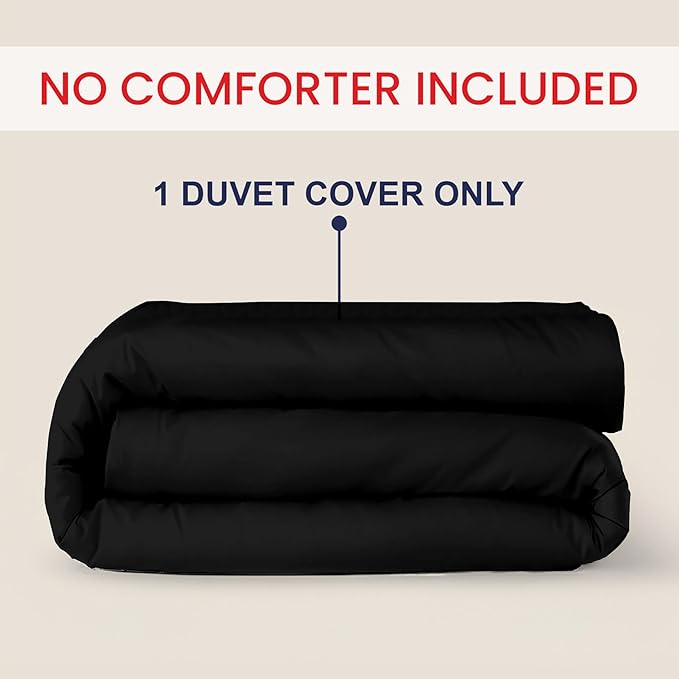 Kotton Culture 1 Pc Duvet Cover Queen Size/Full Size-100% Egyptian Cotton Sateen 600 Thread Count Ultra Soft Premium Durable Comforter Cover Zipper Closure & Corner Ties- (Black, 90" X 90")