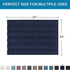 H.VERSAILTEX Bath Mats for Bathroom Non Slip Extra Thick Chenille Striped Bath Rug 24