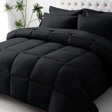 JOLLYVOGUE Oversized Queen Comforter Set, Ultra-Soft Bed in a Bag Oversized Queen Size 7 Pieces, Oeko-TEX Certified Bedding Set with Down Alternative Comforter, Sheets, Pillowcases & Shams, Black