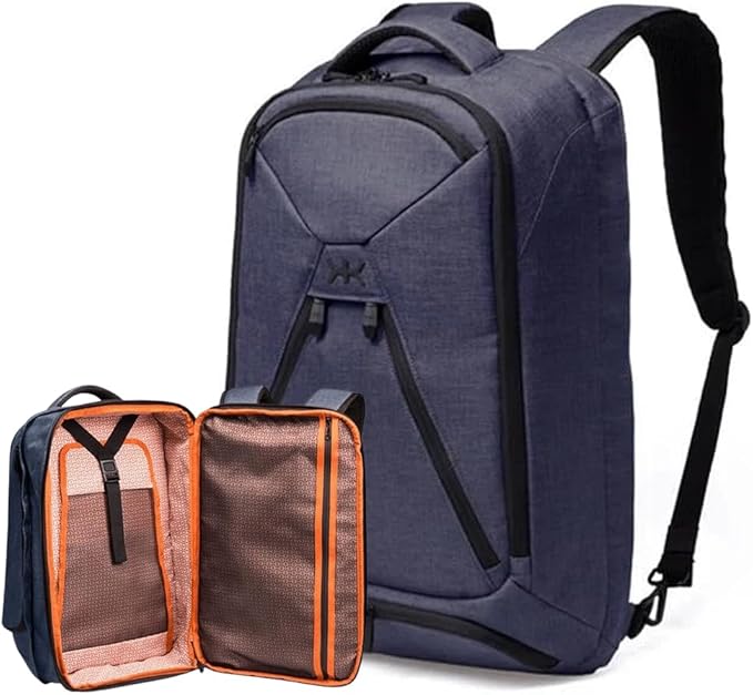 Knack Series 1 Laptop Backpack Fits up to 15 Inch - Knack Bags Carry-On Backpack, TSA Approved, Expandable Travel Backpacks With 3 Day Outfit Capacity (Dark Blue, Medium)