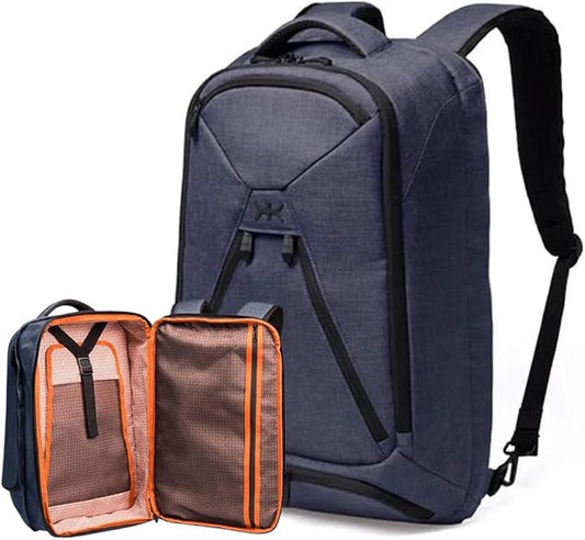 Knack Series 1 Laptop Backpack Fits up to 15 Inch - Knack Bags Carry-On Backpack, TSA Approved, Expandable Travel Backpacks With 3 Day Outfit Capacity (Dark Blue, Medium)