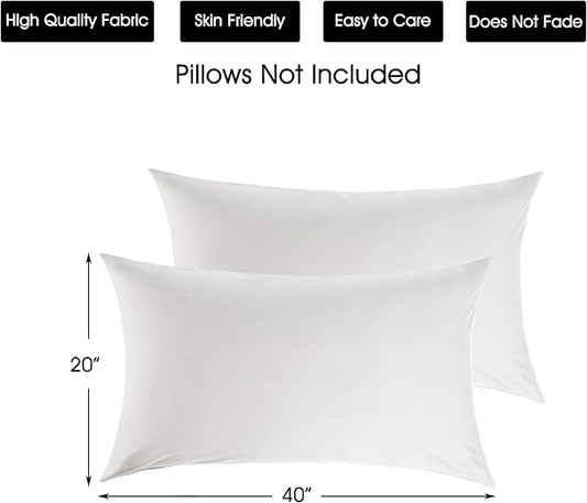 Cotton Pillow Protectors/Cases King Size with Zipper 2 Pack Light Grey Color,Cooling & Breathable Bed Pillow Protectors Set of 2 Pillow Cases Cover (King Size 20" x 40")