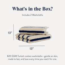 Brooklinen Super-Plush Turkish Cotton Washcloths - Set of 2 - Cotton, 820 GSM, Highly Absorbent, Machine Washable, Perfect for Home & Bathroom (13