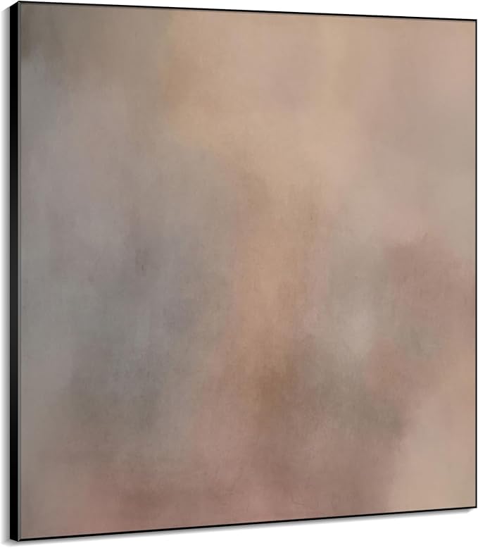 46"x46" XL Framed Wall Art - Minimalist Soft Beige and Gray Abstract (Frame Assembly Required)