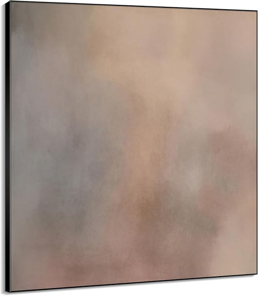 46"x46" XL Framed Wall Art - Minimalist Soft Beige and Gray Abstract (Frame Assembly Required)