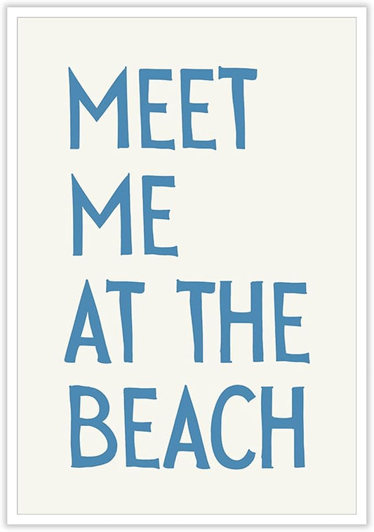 Trendy Meet Me At The Beach Posters Blue Coastal Cowgirl Wall Art Funky Summer Room Decor Vintage Beachy Canvas Prints Ocean Theme Aesthetic for Bathroom Dorm Apartment Bedroom 24x36in Unframed