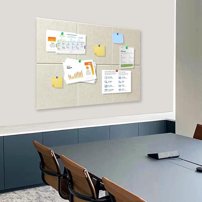 Thick Cork Board Tiles for Wall with Push Pins, 36"x24"x0.47" Bulletin Board Sets, Self-Adhesive Pin Board | Magrowill 6 Packs Felt Panels for Office Home Classroom Dorm