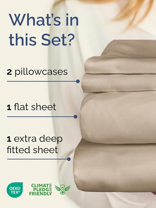 Extra Deep Pocket Full Sheets - 4 Piece Breathable & Cooling Bed Sheets - Hotel Luxury Bed Sheet Set - Soft, Wrinkle Free & Comfy - Easily Fits Extra Deep Mattresses - Deep Pocket Cream Sheets Set