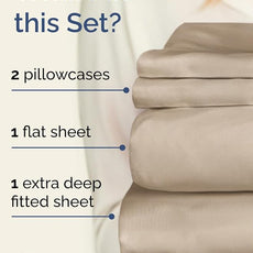 Extra Deep Pocket Cal King Sheets - 4 Piece Breathable & Cooling Bed Sheets - Hotel Luxury Bed Sheet Set - Soft, Wrinkle Free & Comfy - Easily Fits Extra Deep Mattresses - Deep Pocket Cream Sheets Set