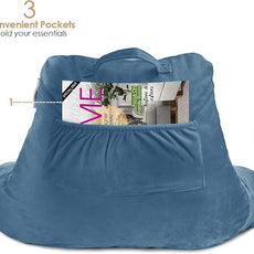 Nestl Reading Pillow for Kids & Teens with Shredded Memory Foam, Backrest Pillows for Reading, Watching, and Gaming, Use on the Couch, Bed, or Floor, Adjustable Support with Washable Cover Blue Heaven