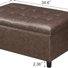 Joveco Rectangular Lift Top Storage Ottoman Bench, Faux Leather Storage Bench for Living Room Entryway Bedroom,Espresso