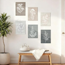BINCUE Neutral Botanical Plant Canvas 6 Pieces Rustic Farmhouse Wall Art for Living Room Bedroom and Bathroom,Canvas Paintings Print Set Decor 12