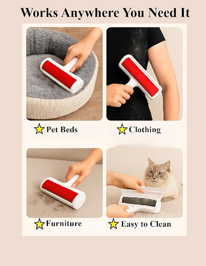 Pet Hair Remover Roller – Reusable Lint Roller for Dog & Cat Hair – Self-Cleaning Fur Remover for Furniture, Clothes, Car Seats – No Sticky Sheets – Eco-Friendly Gift for Pet Owners