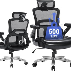 Ergonomic Office Chair:PU Leather Executive Office Computer Desk Chair with High Back Mesh and Adjustable Lumbar Support Rolling Work Swivel Task Chairs Home Meeting Computer Gaming Desk Chair-500Lbs