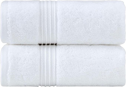 Milara Turkish Super-Plush Bathroom Hand Towels Set 2-Piece | Premium Cotton Hand Towels Set Absorbent, Durable with Hanging Loops | White Color Hand Towel, (16 x 30 Inches)