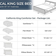 HEVUMYI Cream Yellow Cali-King Comforter Set - 7-Piece All Season Bed in a Bag Cali-King, Ultra Soft Bedding Set with Comforter, Flat Sheet, Fitted Sheet, Pillowcases, Pillow Shams