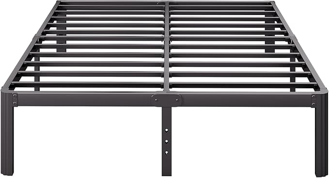 Askeld Full Size Bed Frame, 18 Inch High Metal Platform Bed with Round Corner Leg, No Box Spring Needed, Heavy Duty Noise-Free Bed Base, Easy Assembly, Black