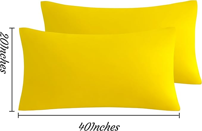 NTBAY King Pillow Cases Set of 2, 2 Pack Brushed Microfiber 20x40 Pillow Cases, Soft, Wrinkle, Fade, Stain Resistant Yellow Pillow Cases with Envelope Closure, 20x40 Inches, Yellow