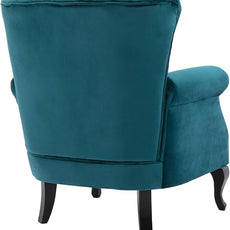 Mid-Century Modern Accent ChairSet of 2 Velvet Armchair w/Tufted Back/Wood Legs, Upholstered Side Lounge Arm Chair Single Sofa for Living Room Bedroom, Teal
