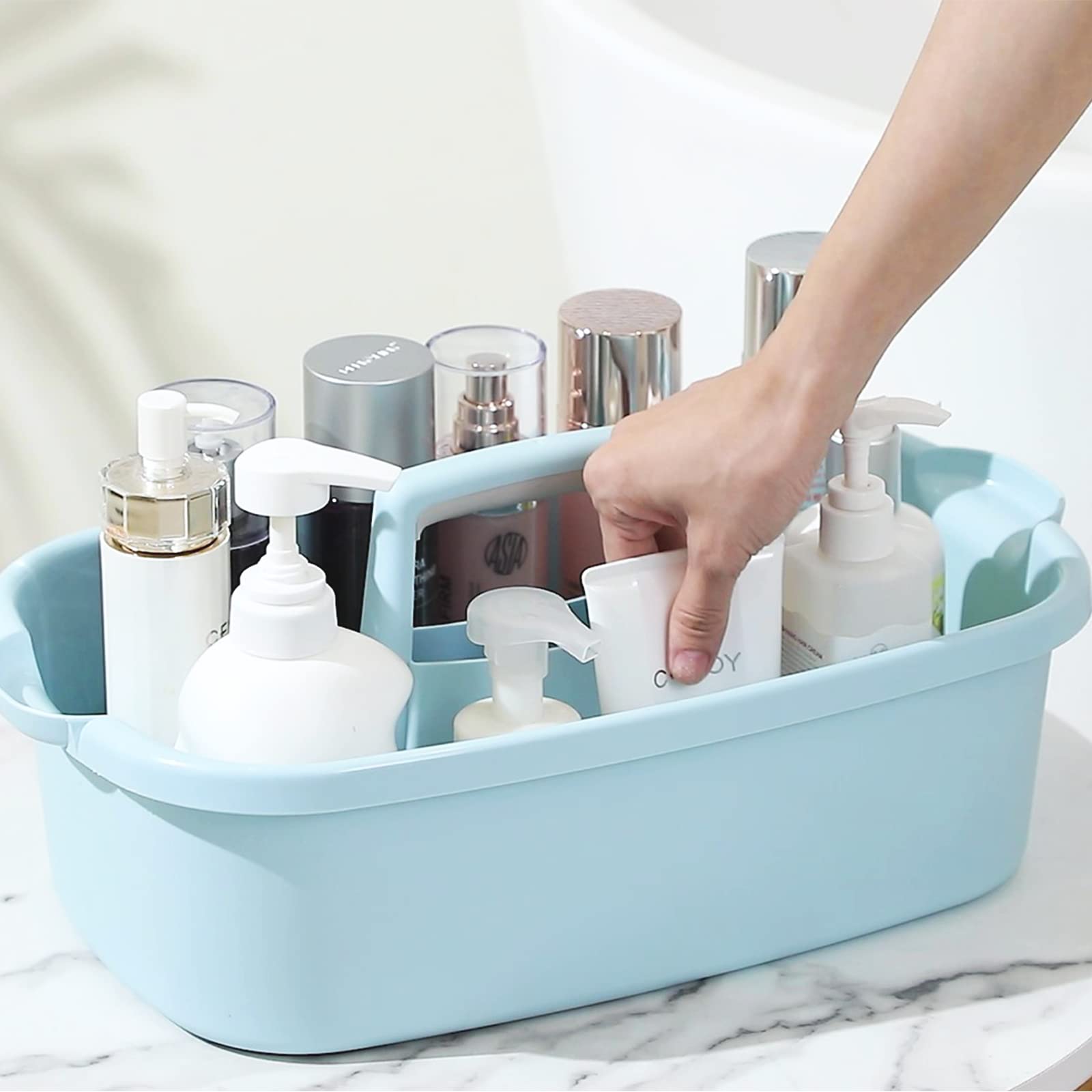 JiatuA Large Cleaning Supplies Caddy Portable Shower Basket Supply Organizer with Handle Plastic Bucket Tool Storage for Bathroom, Bedroom, Kitchen, College Dorm, Garden, Dark Gray Dormly