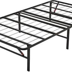 Amazon Basics Bed Frame with Storage, Foldable Metal Platform, Sturdy Steel, No Box Spring Needed, 14-inch High, Tool-Free Setup, Twin Size, Black