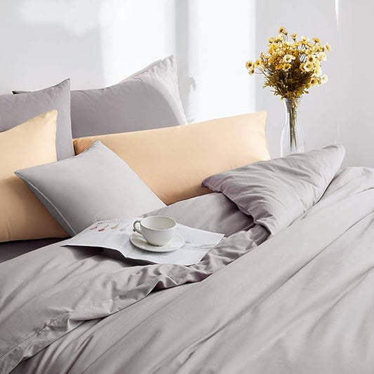 FLXXIE 6 Pack Microfiber Queen Pillowcases, Ultra Soft and Wrinkle, Fade Resistant Pillow Cases with Envelope Closure, 20x30 Inches, Smoky Grey