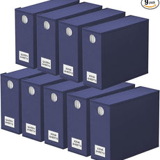 SpaceAid 9 Pack Bed Sheet Organizers and Storage, Foldable Sheet Organizer with Window for Linen Closet, Set Folder Keeper for Queen & King Size Bedding Storage (Navy Blue)