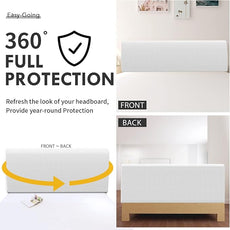Easy-Going Stretch Bed Headboard Slipcover, Small Square Jacquard Furniture Cover, Dustproof Protector Cover for Bedroom Decor (King,White)