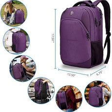 Swissdigital Design Business Laptop Backpack, College Laptops Backpack with USB Charging Port for Men and Women Fits 16 Inch Notebook, Purple | SD1670-51