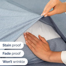 Extra Deep Pocket King Sheets - 4 Piece Breathable & Cooling Bed Sheets - Hotel Luxury Sheet Set - Soft, Wrinkle Free & Comfy - Easily Fits Extra Deep Mattresses - Deep Pocket Heathered Blue Sheets